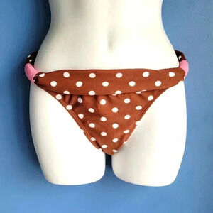 NWT Sofia by VIX Vintage Chocolate White Pink Bikini Bottom Size M